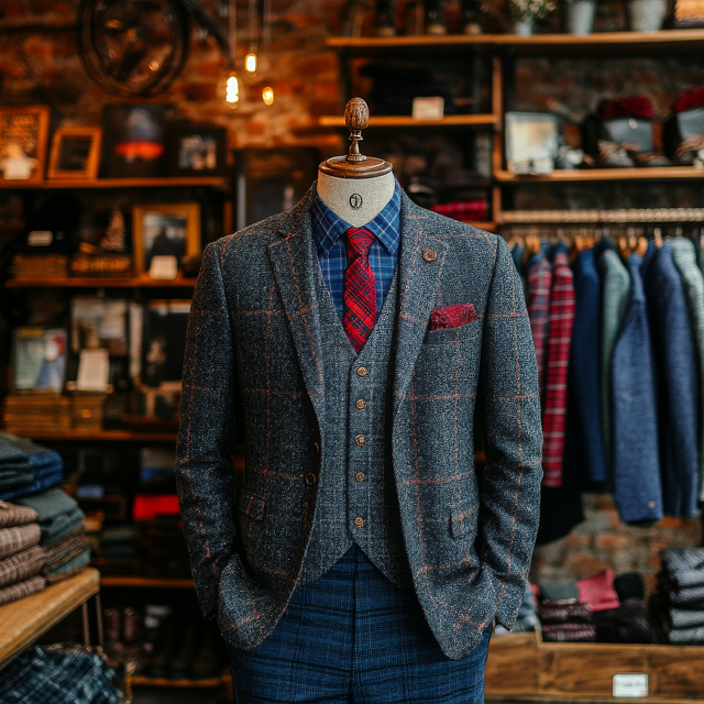 Men's Blue Tweed Blazer